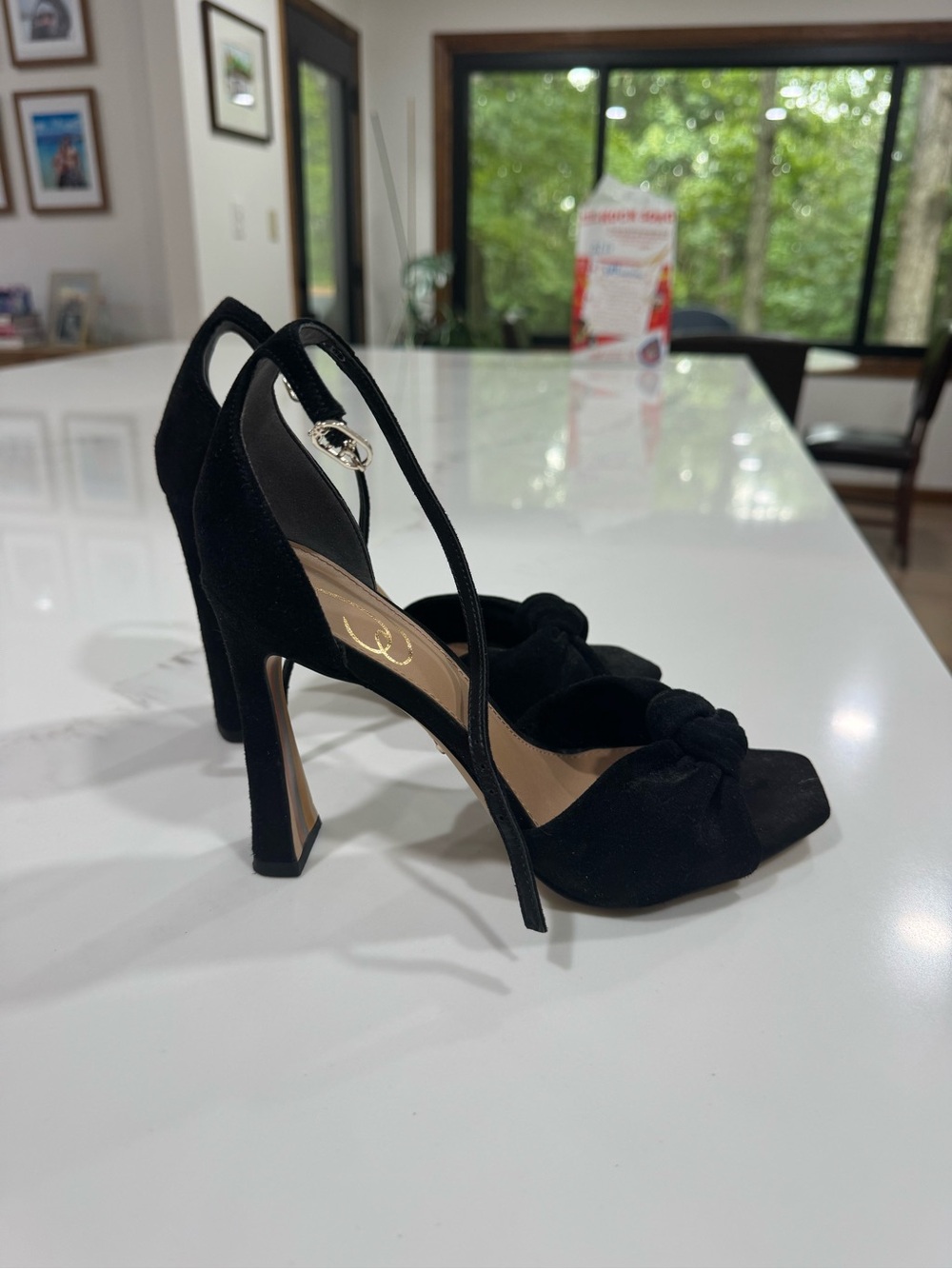 Sam Edelman Lucia Black Knot-Tie Suede High Heel Sandals - Picture 2 of 2